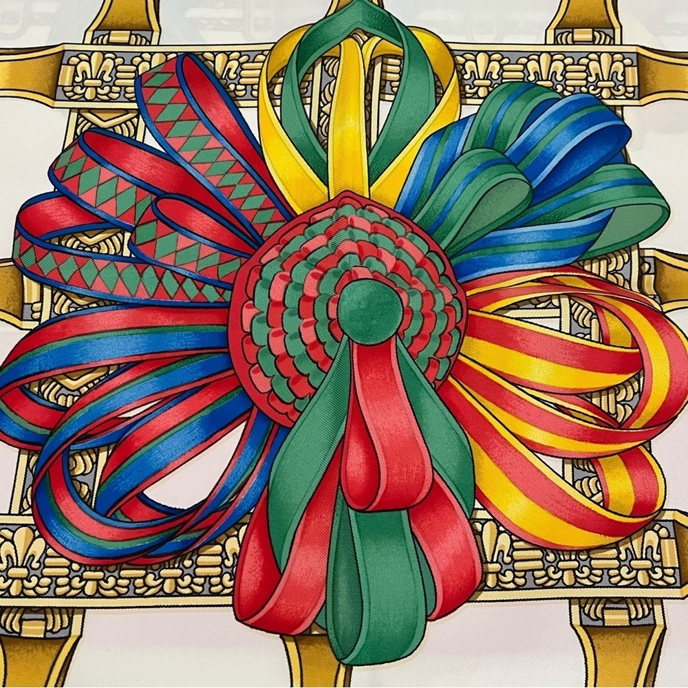HERMES Les Rubans Du Cheval 100% Silk Scarf Joachim Metz 1988-93 - Picture 3 of 17